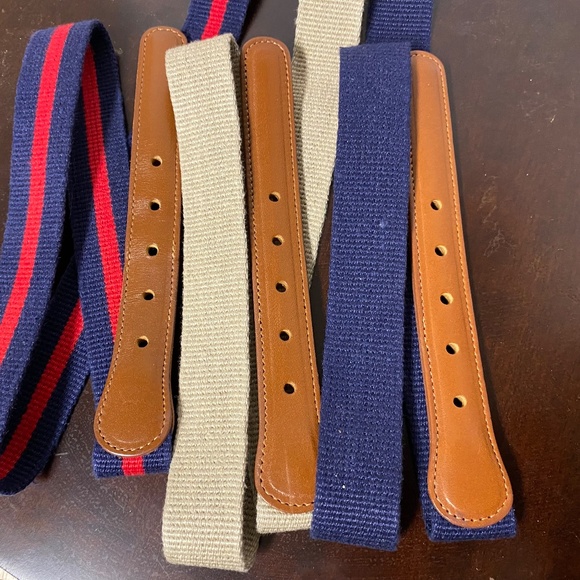 3 Vintage Coach Belt Mens 36 Navy • Tan • Natural Linen  display picture 1